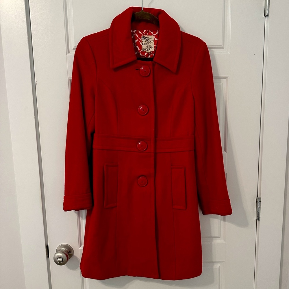 Tulle Red wool coat size m - great condition